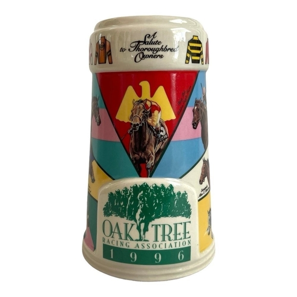 Vintage Mug 1996 Oak Tree Racing Association Santa Anita Park Stein Mug Tall Cup - Picture 2 of 6